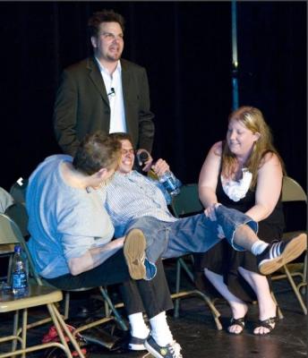 Hypnotized audience member at Hypnosis Unleashed thinks he in in labor