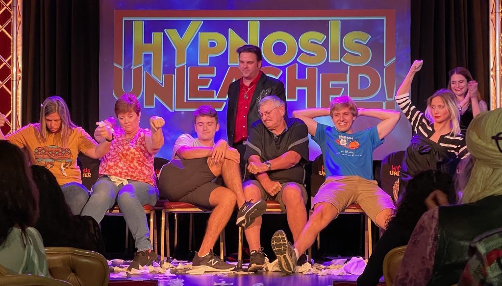 Vegas' Favorite Comedy Hypnosis Show is Hypnosis Unleashed. Become a superstar at the longest running comedy hypnosis show in Las Vegas, Hypnosis Unleashed starring Kevin and Emily Lepine Vegas Best Hypnosis show Hypnosis Unleashed is known as the best show on the Fremont Street Experience inside the Four Queen's hotel and your best bet for a comedy show in Las Vegas tonight