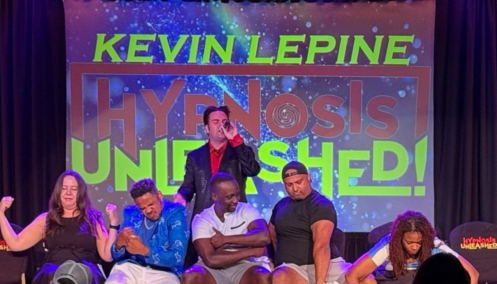 Vegas Best Hypnosis Show Hypnosis Unleashed is unlike any other show in Vegas. Vegas Best Hypnotist Kevin Lepine combines the art of hypnosis with side-splitting comedy for an unforgettable performance. It’s the perfect mix of amazement and laughter. Kevin Lepine Best Comedy Hypnotist on stage at Four Queens Hotel, Downtown Las Vegas